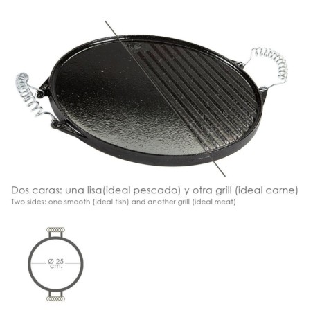 Plancha Hierro Fundido Esmaltada Redonda Diámetro 25 cm.