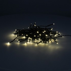 Guirnalda Luces Navidad 100 Led Blanco Cálido. Luz navidad interiores y exteriores IP44.funciona 3 Baterías AA(No incluidas)