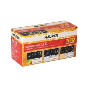 Guirnalda Luces Navidad 100 Led Blanco Cálido. Luz navidad interiores y exteriores IP44.funciona 3 Baterías AA(No incluidas)