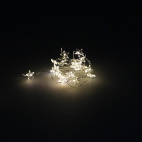 Guirnalda Luces Navidad Estrellas 20 Leds Blanco Cálido. Luz navidad interiores y exteriores IP44 A Pilas 3AA (No Incluida)