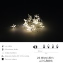 Guirnalda Luces Navidad Estrellas 20 Leds Blanco Cálido. Luz navidad interiores y exteriores IP44 A Pilas 3AA (No Incluida)