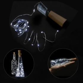 Luces Navidad Guirnalda Led con Tapón 20 Microled Blanco Frio IP20. A Pilas 3 LR44 (Si Incluidas)