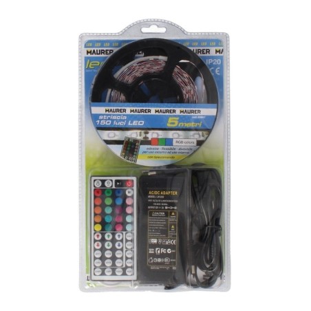 Tira Led Multicolor RGB Con Mando Adhesiva Con 150 Leds 36 W 12 V. 850 Lúmenes Luz Multicolor IP 20 5 Metros