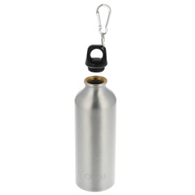 Botella de Agua Aluminio Con mosquetón, Cierre hermético 500 ml.