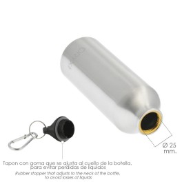 Botella de Agua Aluminio Con mosquetón, Cierre hermético 500 ml.