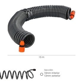 Manguera Extensible Espiral Autoenroscable Para Riego Jardín Con Conectores 15 Metros