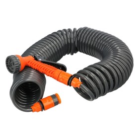 Manguera Extensible Espiral Autoenroscable Para Riego Jardín 15 Metros Con Pistola y Conectores