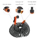 Manguera Extensible Espiral Autoenroscable Para Riego Jardín 15 Metros Con Pistola y Conectores