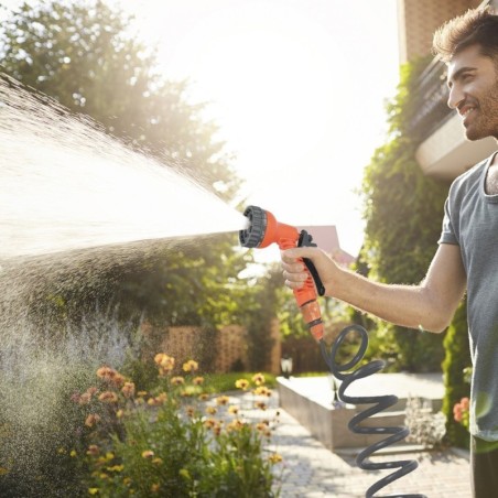 Manguera Extensible Espiral Autoenroscable Para Riego Jardín 15 Metros Con Pistola y Conectores