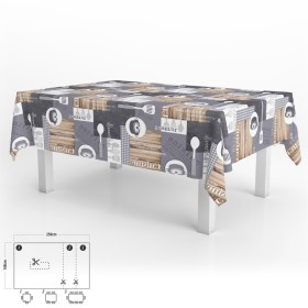 Mantel Hule Rectangular Cuisin Impermeable Anti manchas PVC 140 x 250 cm. Recortable Uso Interior y Exterior