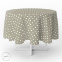 Mantel Hule Redondo Topos Beige Impermeable Anti manchas PVC Diámetro140 cm. Uso Interior y Exterior