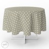 Mantel Hule Redondo Topos Beige Impermeable Anti manchas PVC Diámetro140 cm. Uso Interior y Exterior