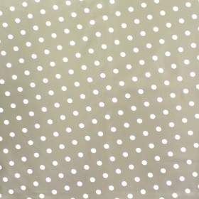 Mantel Hule Redondo Topos Beige Impermeable Anti manchas PVC Diámetro140 cm. Uso Interior y Exterior
