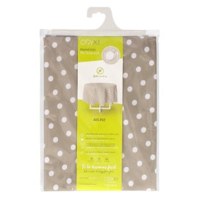 Mantel Hule Redondo Topos Beige Impermeable Anti manchas PVC Diámetro140 cm. Uso Interior y Exterior