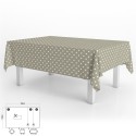 Mantel Hule Rectangular Topos Beige Impermeable Anti manchas PVC 140x250 cm. Recortable Uso Interior y Exterior