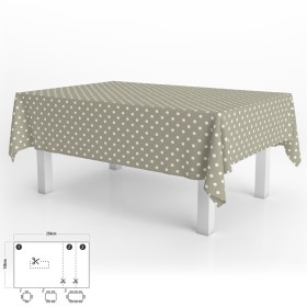 Mantel Hule Rectangular Topos Beige Impermeable Anti manchas PVC 140x250 cm. Recortable Uso Interior y Exterior