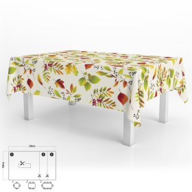 Mantel Hule Rectangular Hojas Otoño Impermeable Anti manchas PVC 140x250 cm. Recortable Uso Interior y Exterior