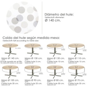 Mantel Hule Redondo Círculos Beige Impermeable Anti manchas PVC Diámetro 140 cm. Uso Interior y Exterior