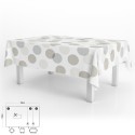 Mantel Hule Rectangular Círculos Beige Impermeable Anti manchas PVC 140x250 cm. Recortable Uso Interior y Exterior