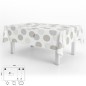 Mantel Hule Rectangular Círculos Beige Impermeable Anti manchas PVC 140x250 cm. Recortable Uso Interior y Exterior