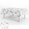 Mantel Hule Rectangular Círculos Beige Impermeable Anti manchas PVC 140x250 cm. Recortable Uso Interior y Exterior