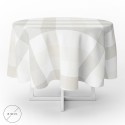 Mantel Hule Redondo Cuadros Beige Impermeable Anti manchas PVC Diámetro 140 cm. Uso Interior y Exterior