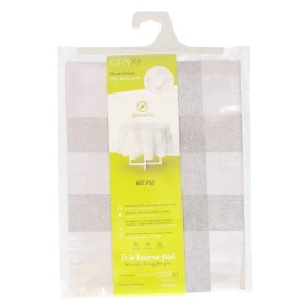 Mantel Hule Redondo Cuadros Beige Impermeable Anti manchas PVC Diámetro 140 cm. Uso Interior y Exterior