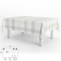 Mantel Hule Rectangular Cuadros Beige Impermeable Anti manchas PVC 140x250 cm. Recortable Uso Interior y Exterior