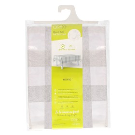 Mantel Hule Rectangular Cuadros Beige Impermeable Anti manchas PVC 140x250 cm. Recortable Uso Interior y Exterior