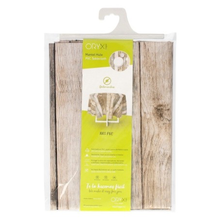 Mantel Hule Redondo Tablones Madera Impermeable Anti manchas PVC Diámetro 140 cm. Uso Interior y Exterior