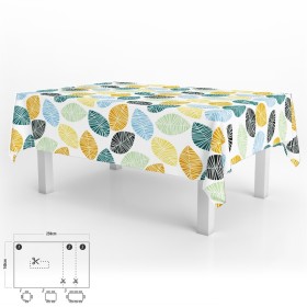 Mantel Hule Rectangular Hojas Colores Impermeable Anti manchas PVC 140x250 cm. Recortable Uso Interior y Exterior