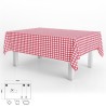 Mantel Hule Rectangular Cuadros Rojos Impermeable Anti manchas PVC 140x250 cm. Recortable Uso Interior y Exterior