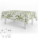 Mantel Hule Rectangular Hojas Verdes Impermeable Anti manchas PVC 140x250 cm. Recortable Uso Interior y Exterior