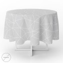Mantel Hule Geométrico Gris Impermeable Anti manchas PVC Diámetro 140 cm. Uso Interior y Exterior