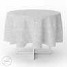 Mantel Hule Geométrico Gris Impermeable Anti manchas PVC Diámetro 140 cm. Uso Interior y Exterior