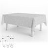Mantel Hule Rectangular Geométrico Gris Impermeable Anti manchas PVC 140x250 cm. Recortable Uso Interior y Exterior
