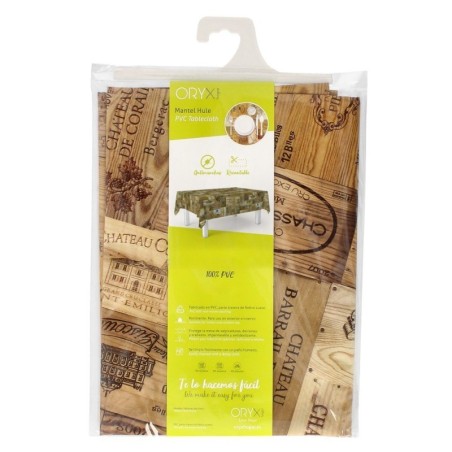 Mantel Hule Rectangular Tablones Vino Impermeable Anti manchas PVC 140x250 cm. Recortable Uso Interior y Exterior