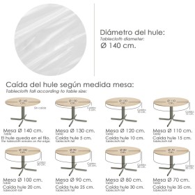 Mantel Hule Redondo Transparente Impermeable Anti manchas PVC Diámetro 140 cm. Uso Interior y Exterior