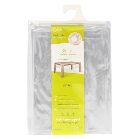 Mantel Hule Rectangular Transparente Anti manchas PVC 140x250 cm. Recortable Uso Interior y Exterior