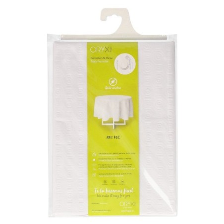 Mantel Hule Muletón Redondo Blanco Impermeable Anti manchas PVC Diámetro 140 cm. Uso Interior y Exterior
