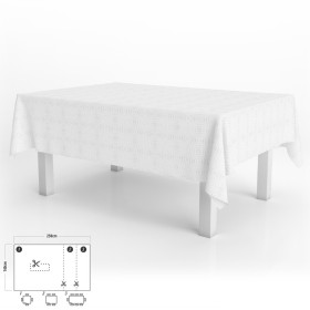 Mantel Hule Muletón Rectangular Blanco Impermeable Anti manchas PVC 140x250 cm. Recortable Uso Interior y Exterior