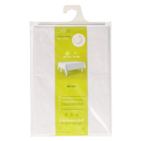 Mantel Hule Muletón Rectangular Blanco Impermeable Anti manchas PVC 140x250 cm. Recortable Uso Interior y Exterior