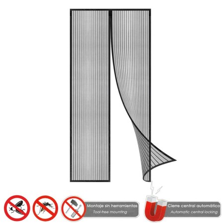 Cortina Mosquitera Para Puertas Con Cierre Central Magnético Automático 120 x 240 (Alt.) cm. Color Negro.