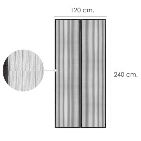 Cortina Mosquitera Para Puertas Con Cierre Central Magnético Automático 120 x 240 (Alt.) cm. Color Negro.