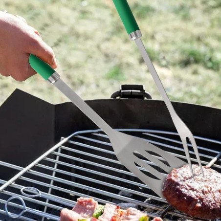 Set Complementos Para Barbacoa 3 Piezas. (Espátula, Pinzas y Tenedor) 34,5 cm.
