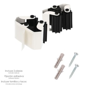 Colgador Adhesivo / Atornillable Para Escobas, Fregonas, Cepillos, Recogedores (Blíster 2 piezas)