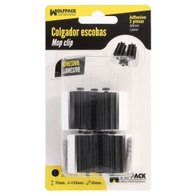 Colgador Adhesivo / Atornillable Para Escobas, Fregonas, Cepillos, Recogedores (Blíster 2 piezas)