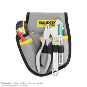 Funda Bolsa Porta Herramientas Para Cinturón Con 3 Bolsillos y 4 Elásticos. Portaherramientas Electricista Multibolsillos