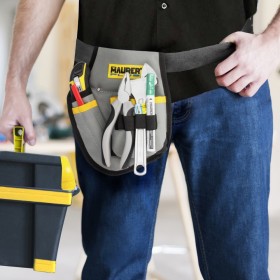 Funda Bolsa Porta Herramientas Para Cinturón Con 3 Bolsillos y 4 Elásticos. Portaherramientas Electricista Multibolsillos
