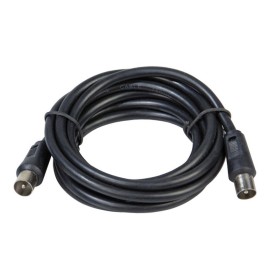 Prolongación TV Video Macho-Macho 2 metros / Diámetro 9,5 mm. Con Adaptador Macho-Hembra Color Negro